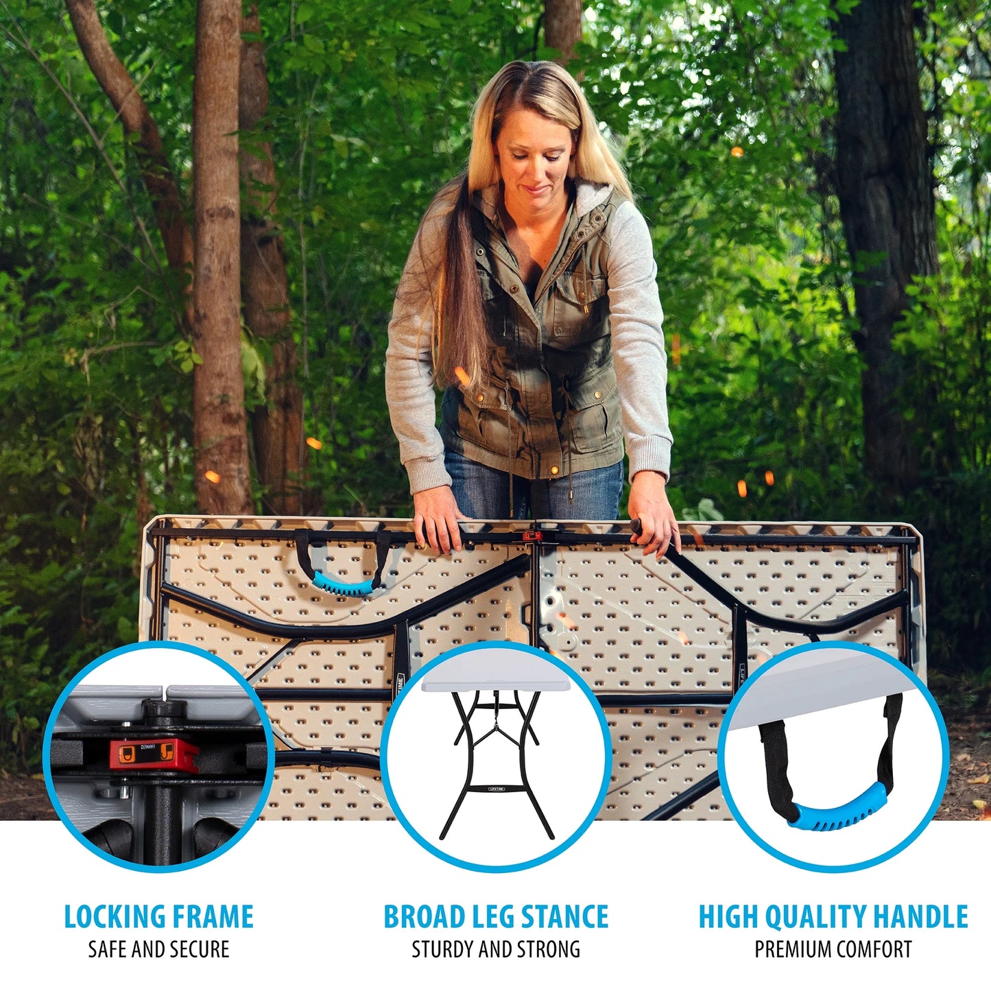 Lifetime 5 Foot Rectangle Fold-in-Half Table, Indoor/Outdoor Essential