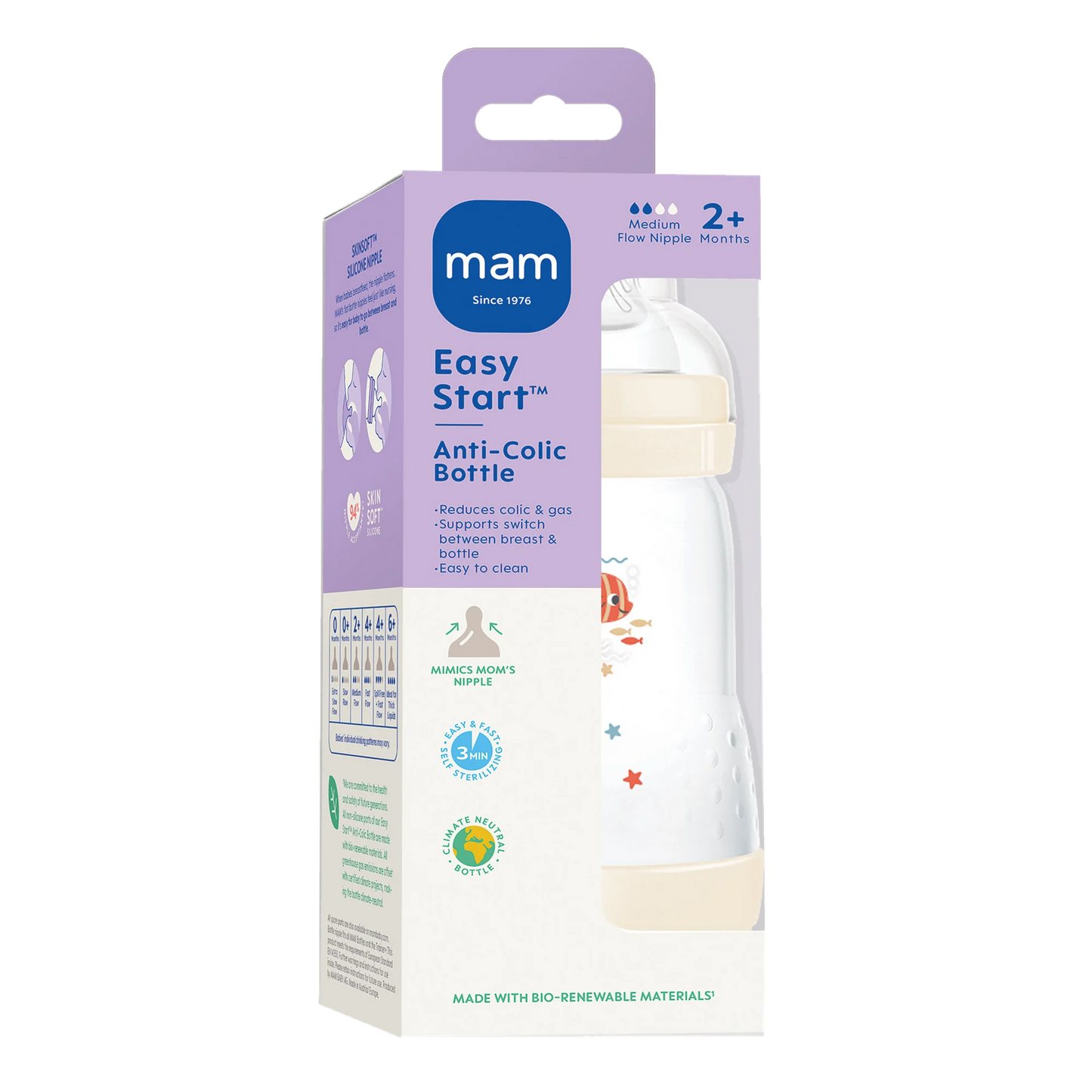 MAM Easy Start Anti-Colic Bottle 9 oz, 1 pack- Linen
