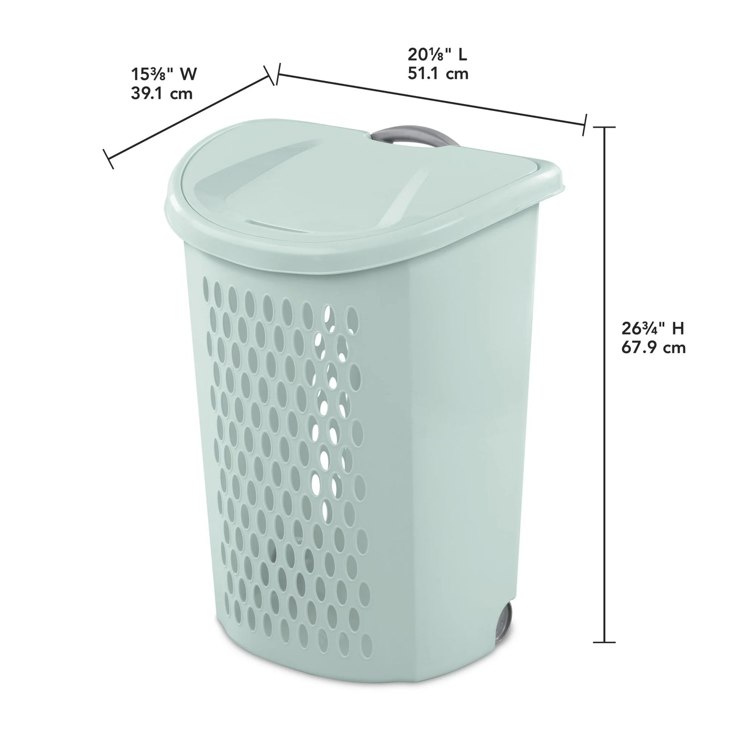 Sterilite 3-Pack Ultra Wheeled Hamper, Laundry Basket w/ Flip-Top Lid & Retractable Handle - Plastic Rolling Clothes Storage Cart with Ventilated Holes for Home, Apartment or Dorm