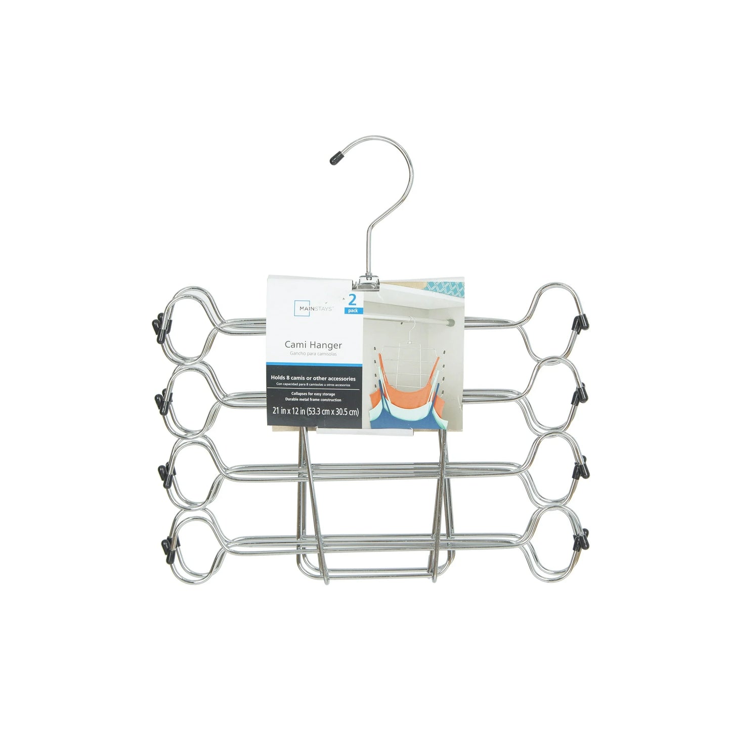 (2 pack) Folding Tank Top & Bra Hanger - Heavy Duty Metal, Space Saving Hanger for Adults