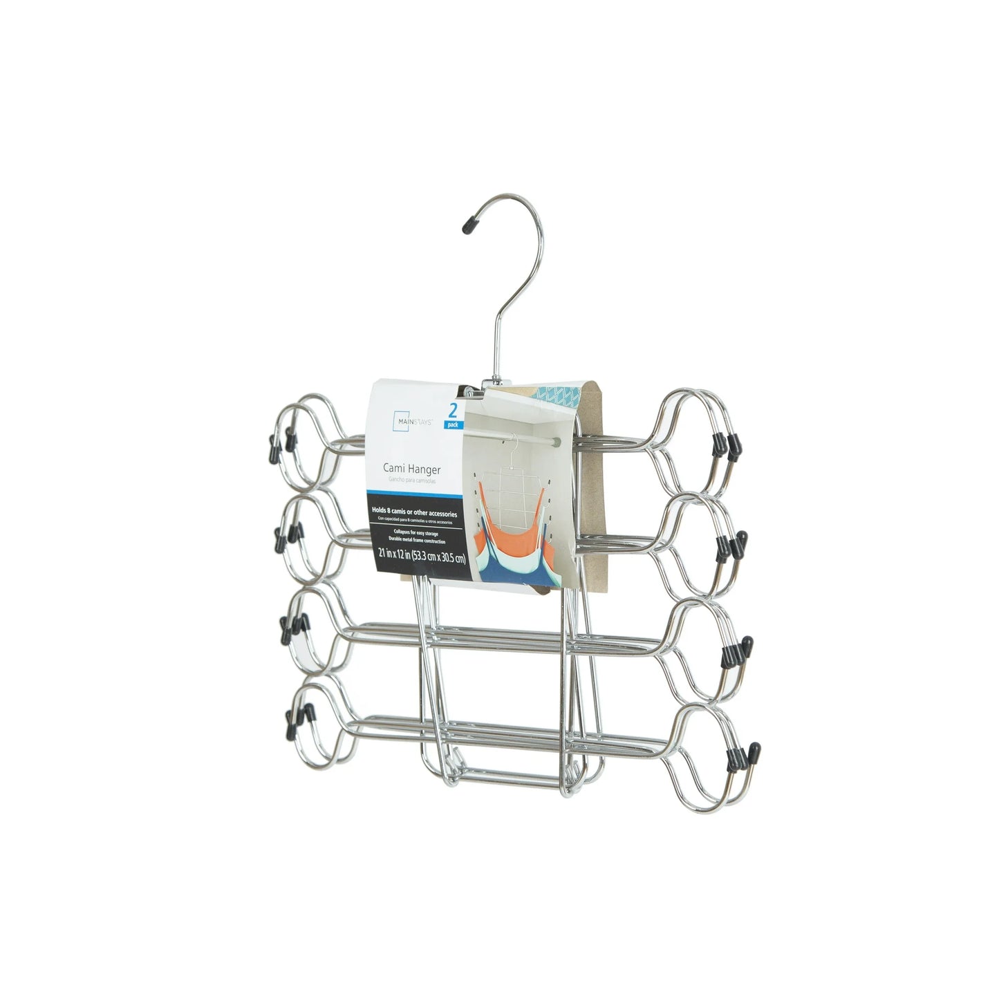(2 pack) Folding Tank Top & Bra Hanger - Heavy Duty Metal, Space Saving Hanger for Adults