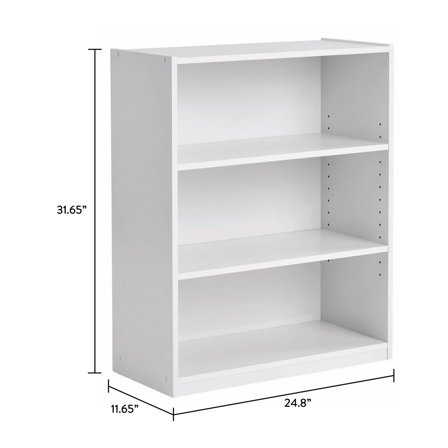 Mainstays 3-Shelf Bookcase with Adjustable Shelves, True Black Oak & White