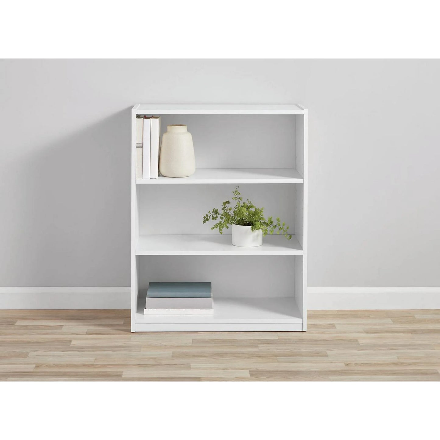 Mainstays 3-Shelf Bookcase with Adjustable Shelves, True Black Oak & White
