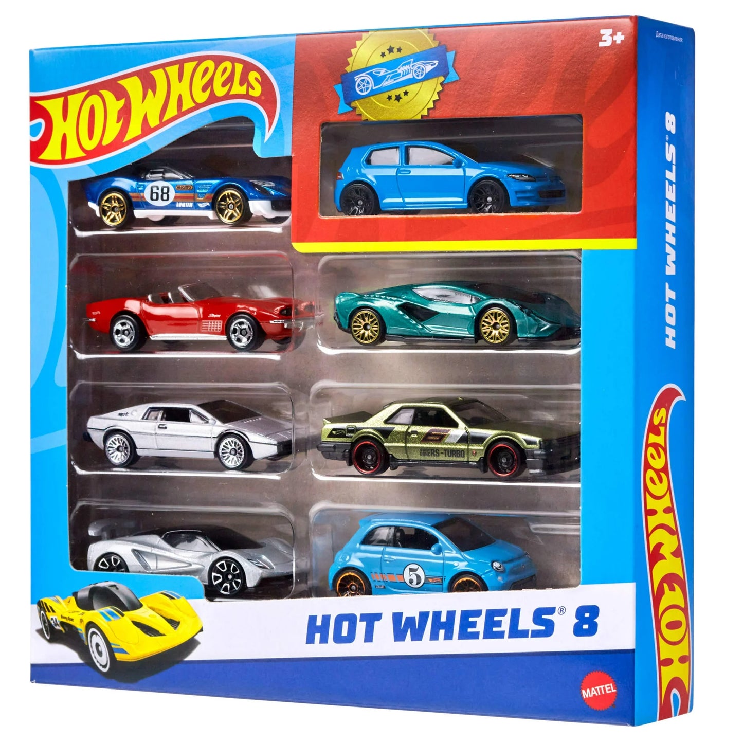 Hot Wheels Set of 8 Basic Toy Cars & Trucks in 1:64 Scale Including 1 Exclusive