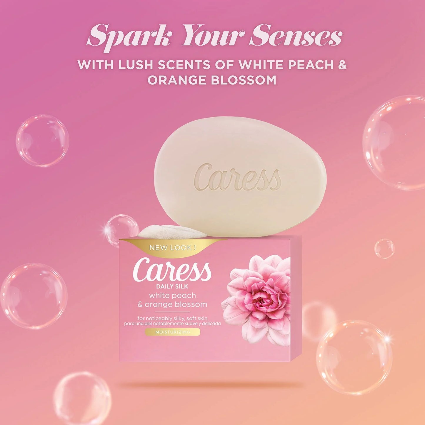 Caress Silkening Daily Silk Beauty Bar, White Peach & Orange Blossom, 3.75 oz., 16 ct.