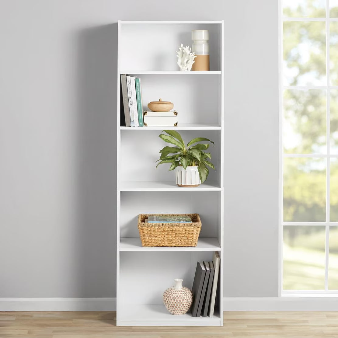 Mainstays 5-Shelf Bookcase with Adjustable Shelves