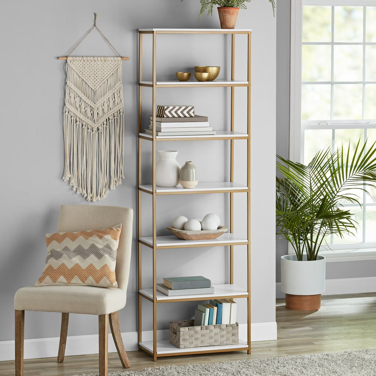 Mainstays 6-Shelf Metal Frame Bookcase