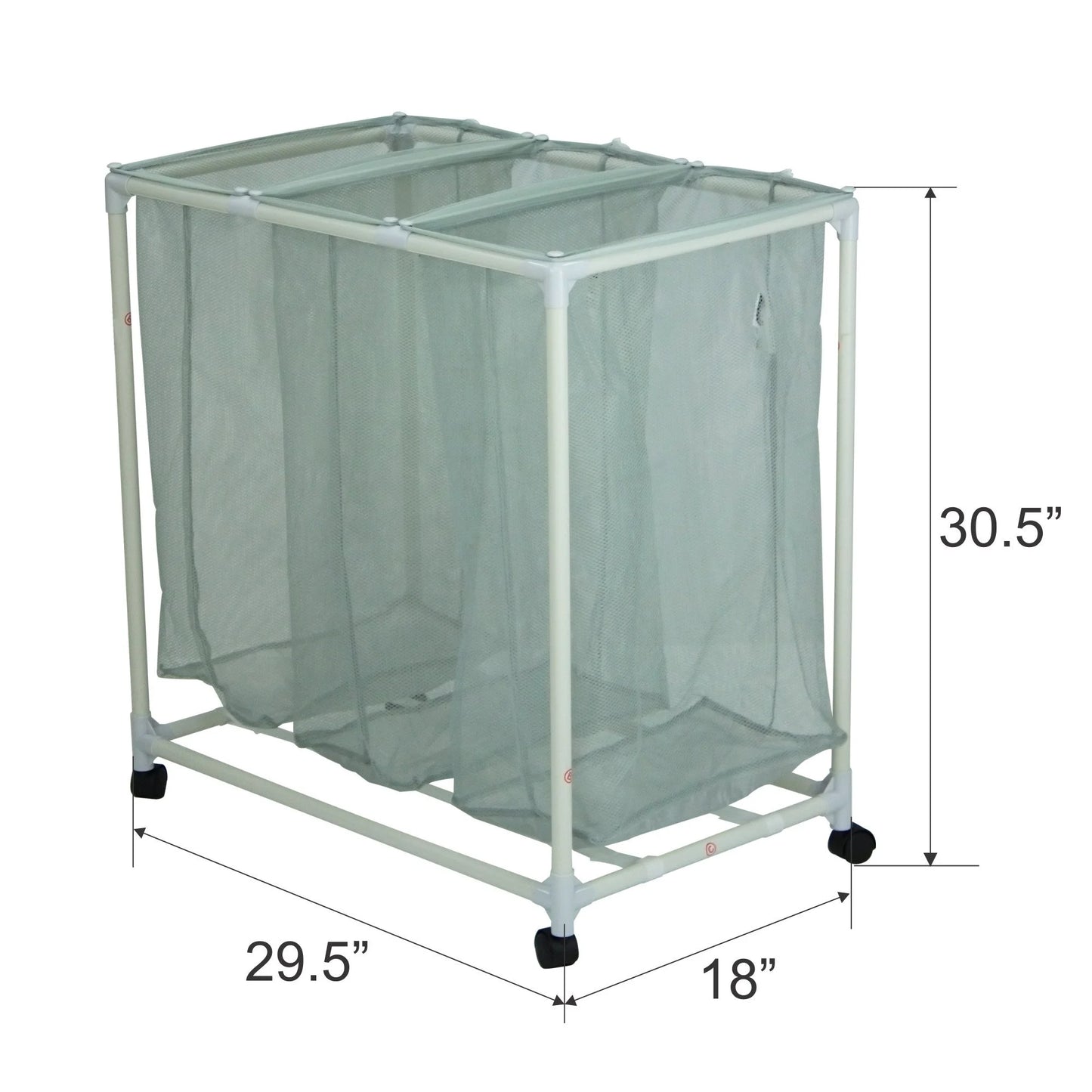 Mainstays Soft Silver 3 Bag Mesh Rolling Laundry Sorter Cart