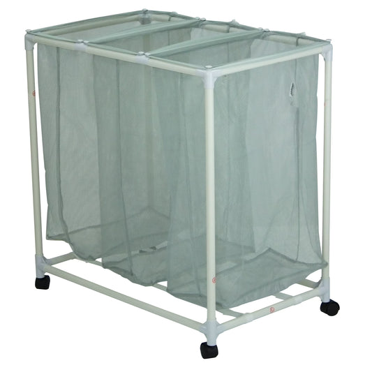Mainstays Soft Silver 3 Bag Mesh Rolling Laundry Sorter Cart
