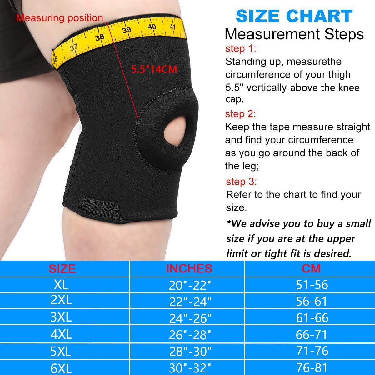 Nvorliy Plus Size Knee Compression Sleeve, Knee Brace for Large Legs Medical Support for Knee Pain Relief, Arthritis, Sports Exercise, Injury & Post-Surgery Recovery, Fit Men and Women (6XL)