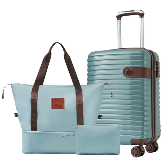 Luggage Sets 3 Piece Lightweight Hardside Rugged Travel Suitcase with Wheels, 22” x 14” x 9” Airline Approved, TSA Lock