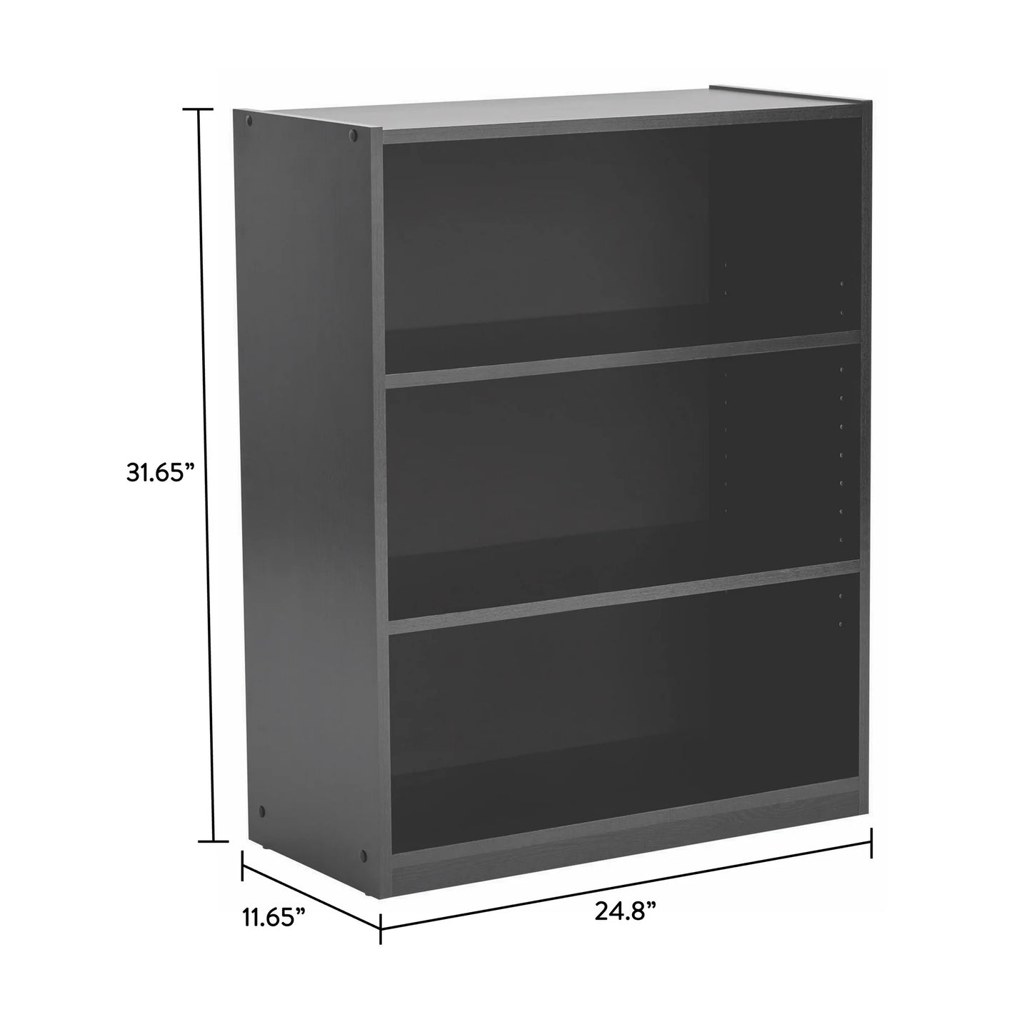 Mainstays 3-Shelf Bookcase with Adjustable Shelves, True Black Oak & White