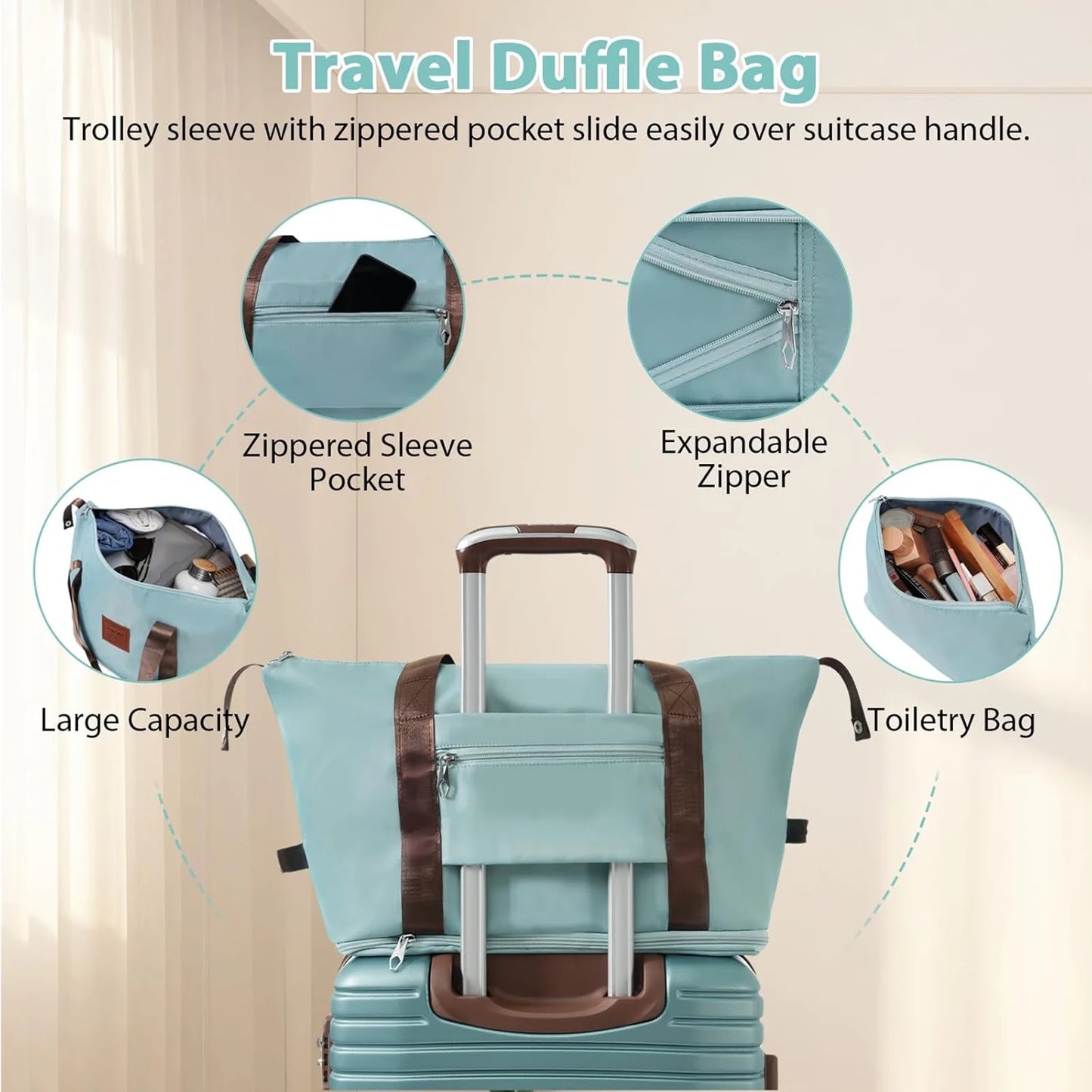 Luggage Sets 3 Piece Lightweight Hardside Rugged Travel Suitcase with Wheels, 22” x 14” x 9” Airline Approved, TSA Lock