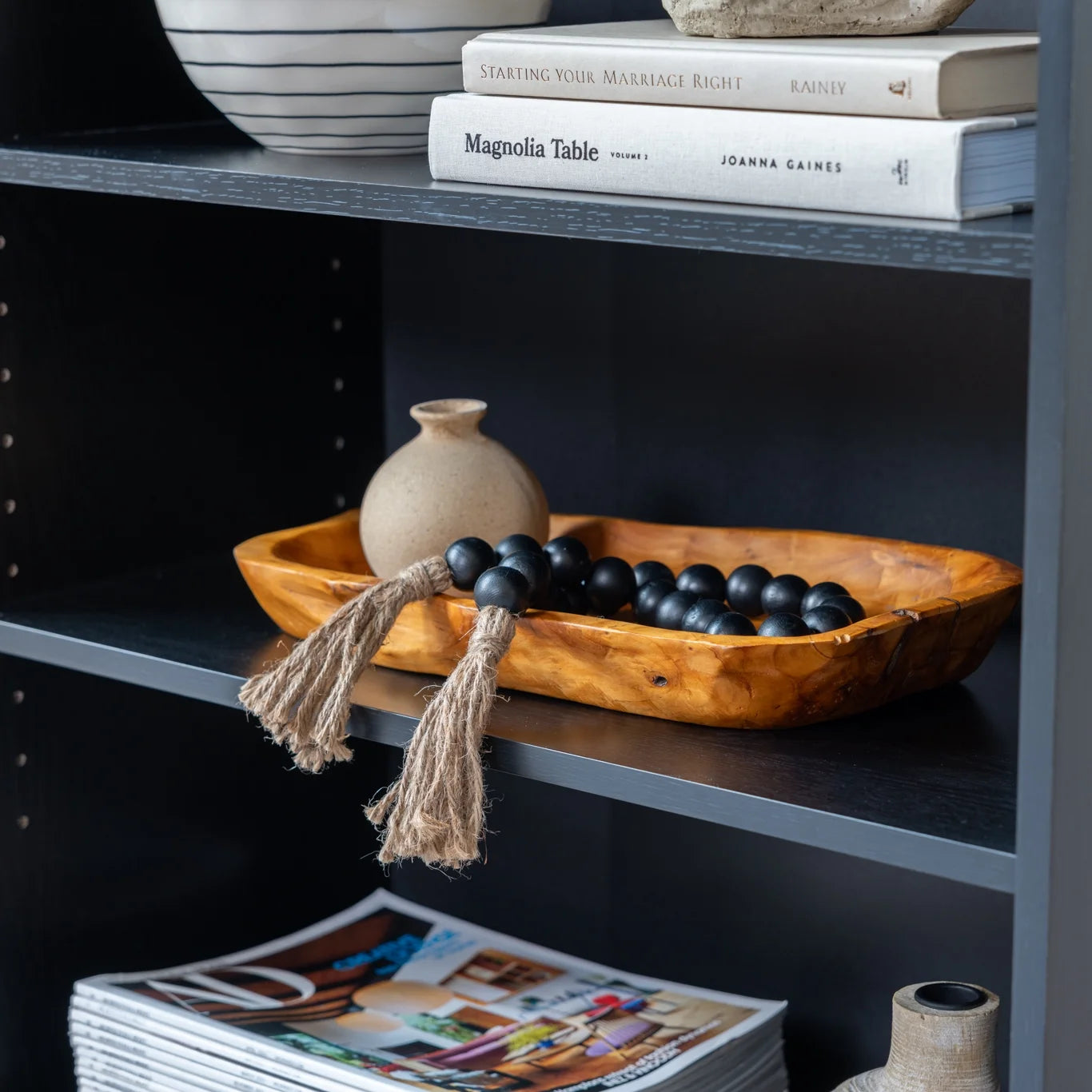 Mainstays 3-Shelf Bookcase with Adjustable Shelves, True Black Oak & White