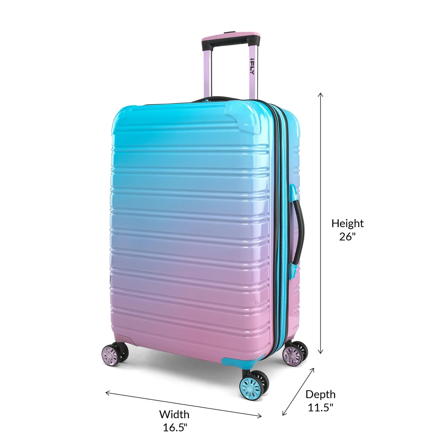 iFLY Hardside Fibertech Luggage 24" Checked Luggage, Cotton Candy