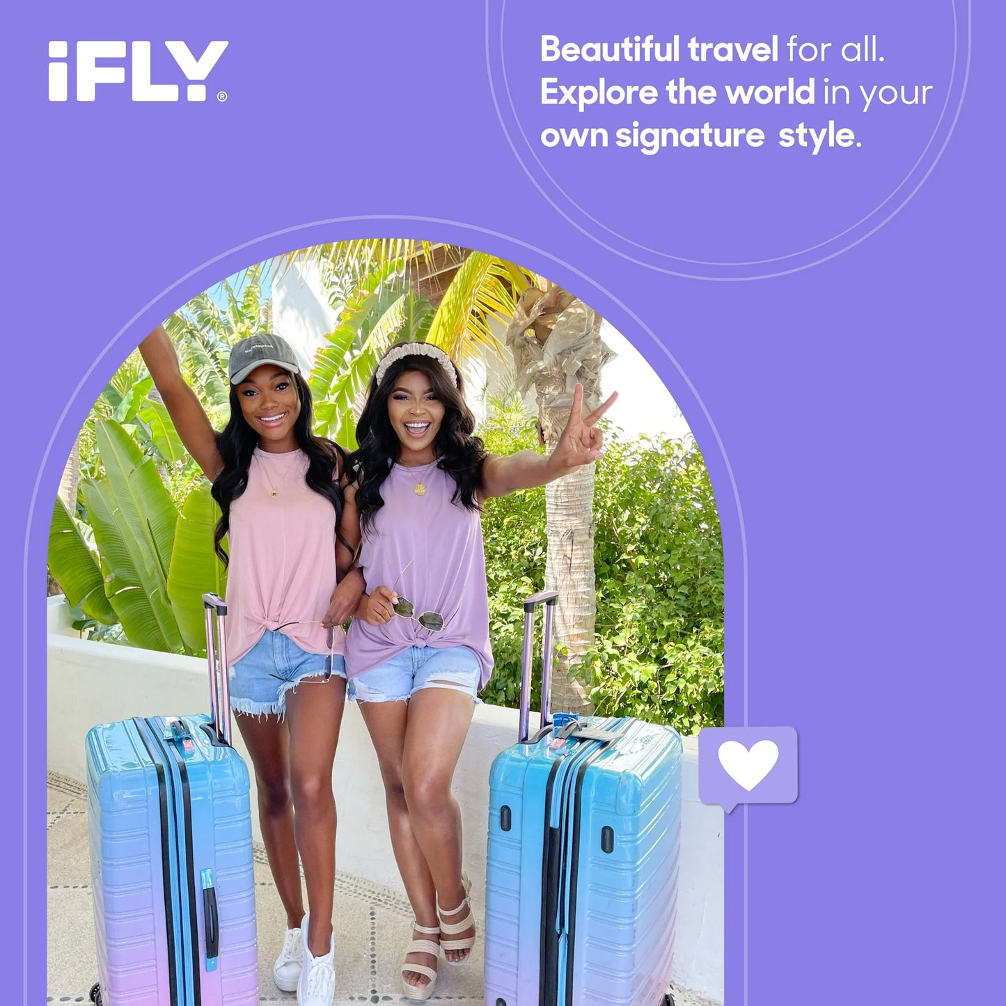 iFLY Hardside Fibertech Luggage 24" Checked Luggage, Cotton Candy
