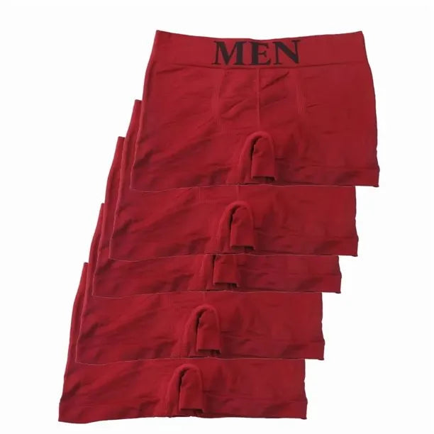 5 Pcs Thin Style Men's High Elastic Plain Color Comfortable Boxer Briefs Panties Breathable Pantyhose Mixed Color 5 pieces weight 50-80kg