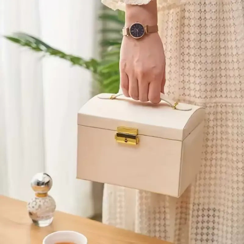 Jewelry Box, 3 Layers Leather Jewelry Storage Display Box for Women, Gift Case, Large Capacity for Necklace Earrings Bracelets Rings,Green