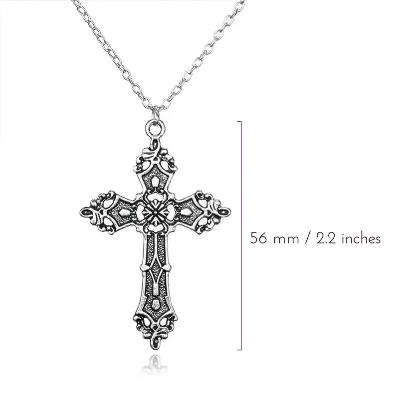 Gothic Big Zircon Cross Necklace Unisex Y2K Irregular Goth Large Cross Pendant Necklaces for Men Women Couple Necklace Jewelry