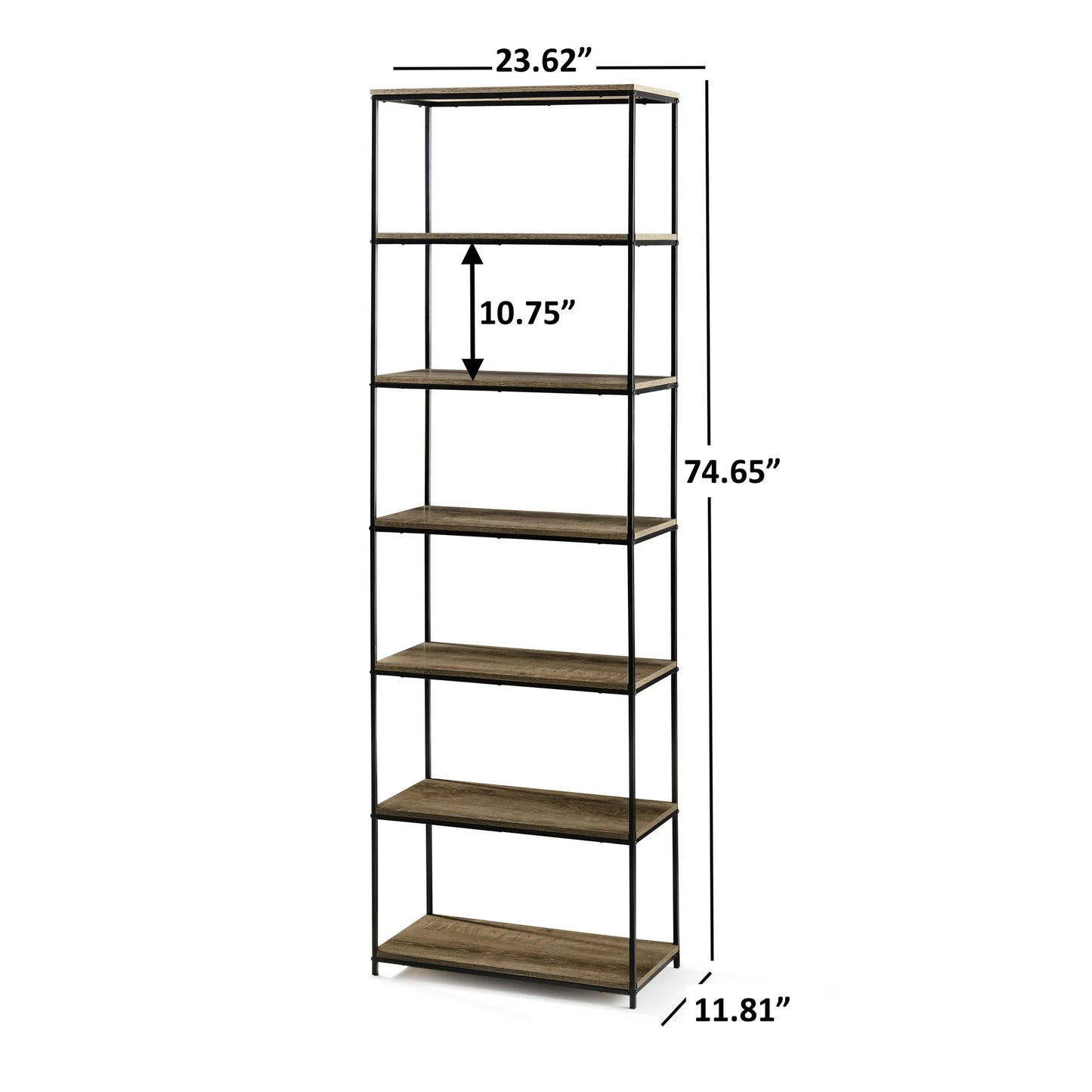 Mainstays 6-Shelf Metal Frame Bookcase
