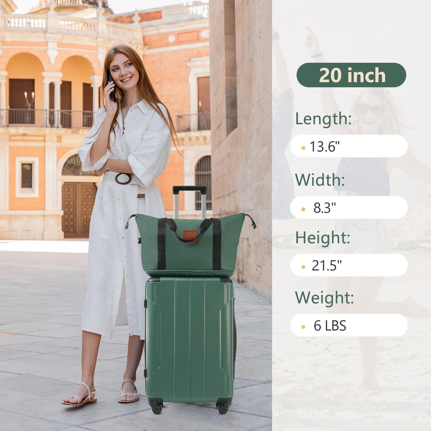 Luggage Sets 3 Piece Lightweight Hardside Rugged Travel Suitcase with Wheels, 22” x 14” x 9” Airline Approved, TSA Lock