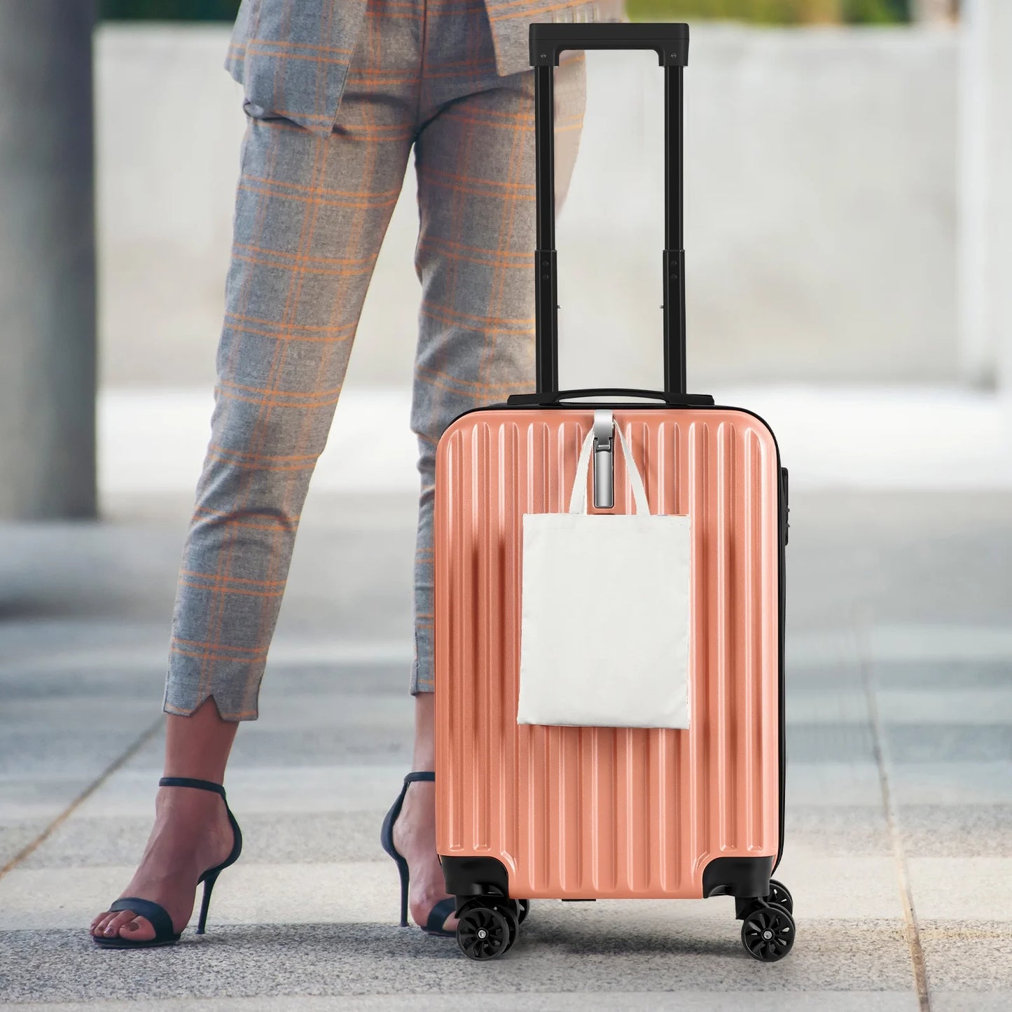 2PCS Luggage Two Piece Rolling Luggage Set Lightweight With Hook 20″ + 14″ Save Upto 6$