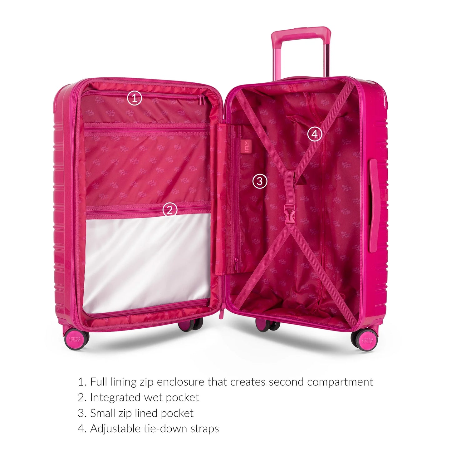 iFLY Hardside Fibertech Luggage 24" Checked Luggage, Cotton Candy