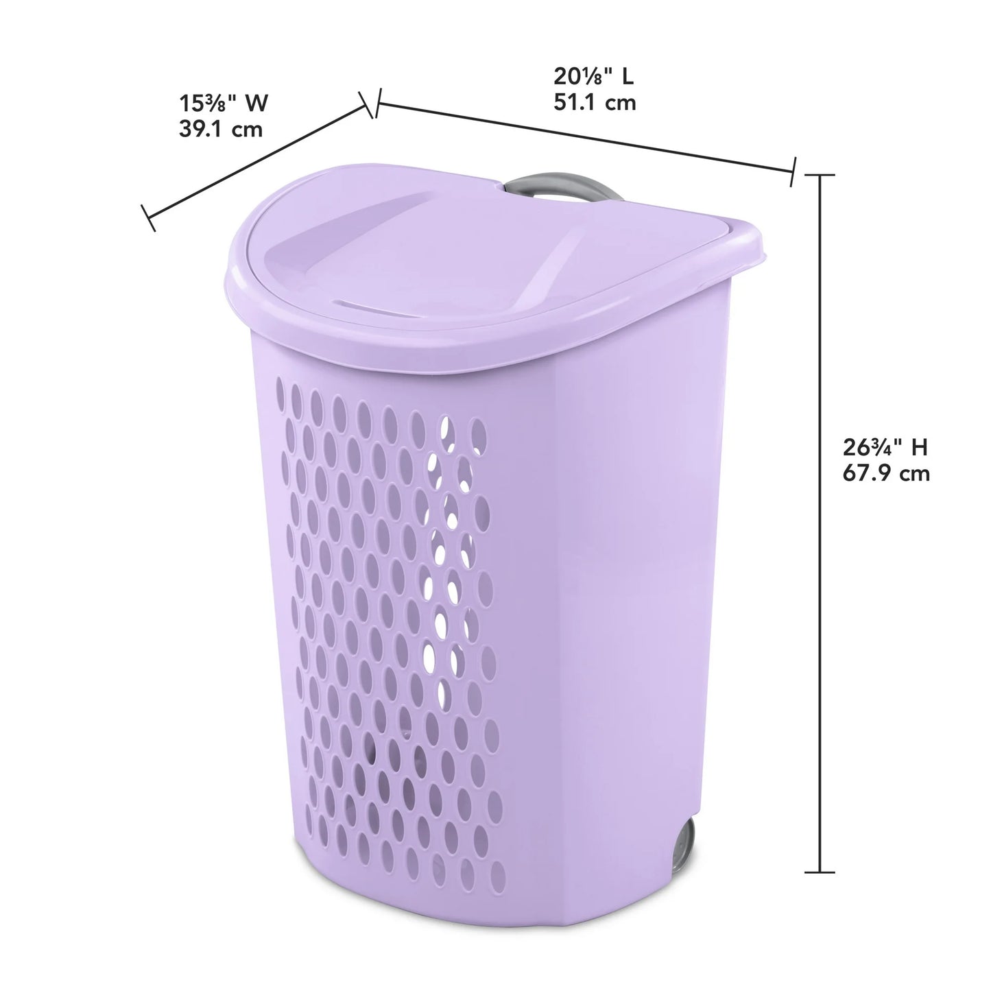 Sterilite 3-Pack Ultra Wheeled Hamper, Laundry Basket w/ Flip-Top Lid & Retractable Handle - Plastic Rolling Clothes Storage Cart with Ventilated Holes for Home, Apartment or Dorm