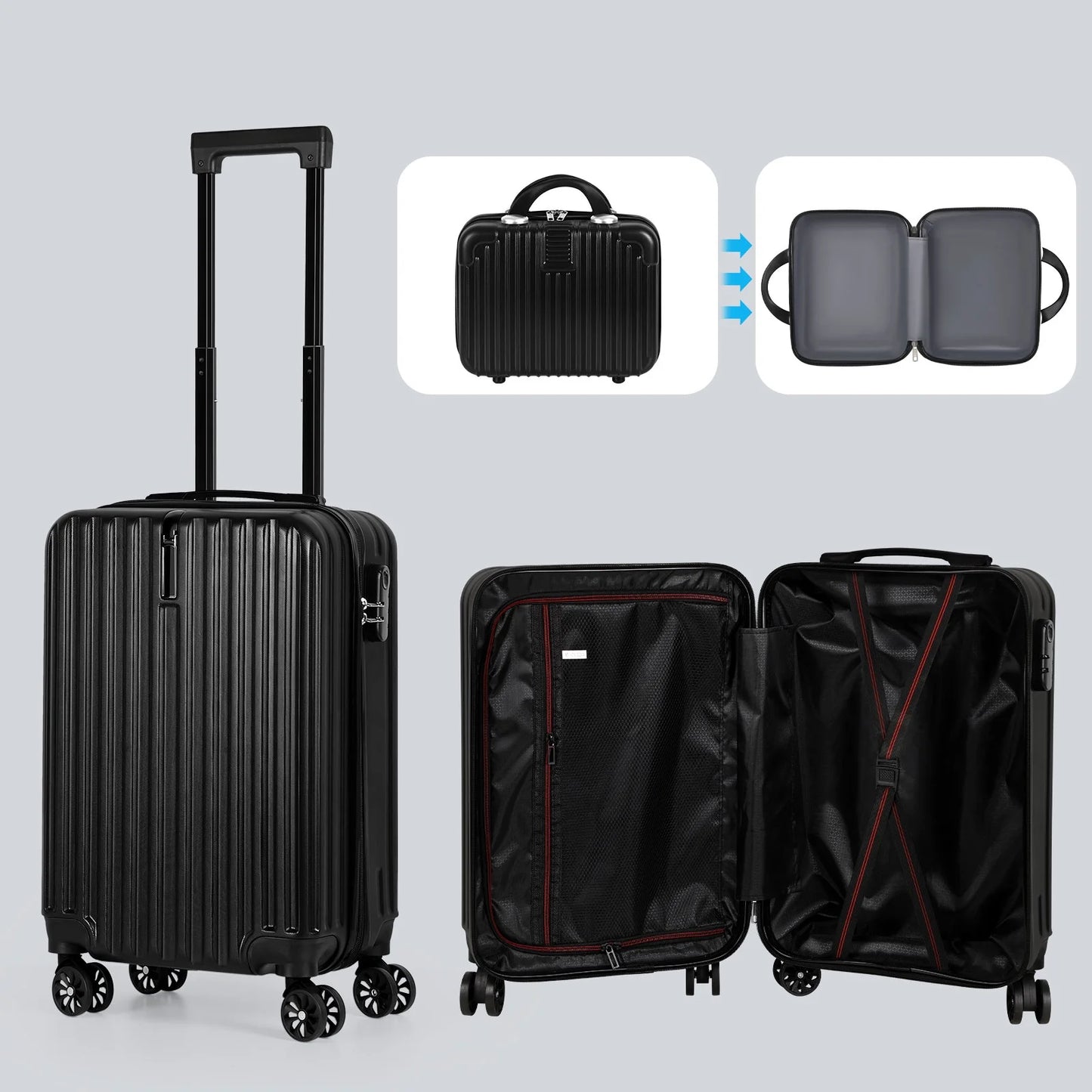 2PCS Luggage Two Piece Rolling Luggage Set Lightweight With Hook 20″ + 14″ Save Upto 6$