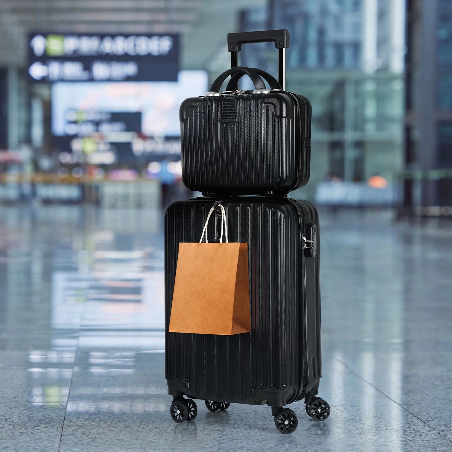 2PCS Luggage Two Piece Rolling Luggage Set Lightweight With Hook 20″ + 14″ Save Upto 6$