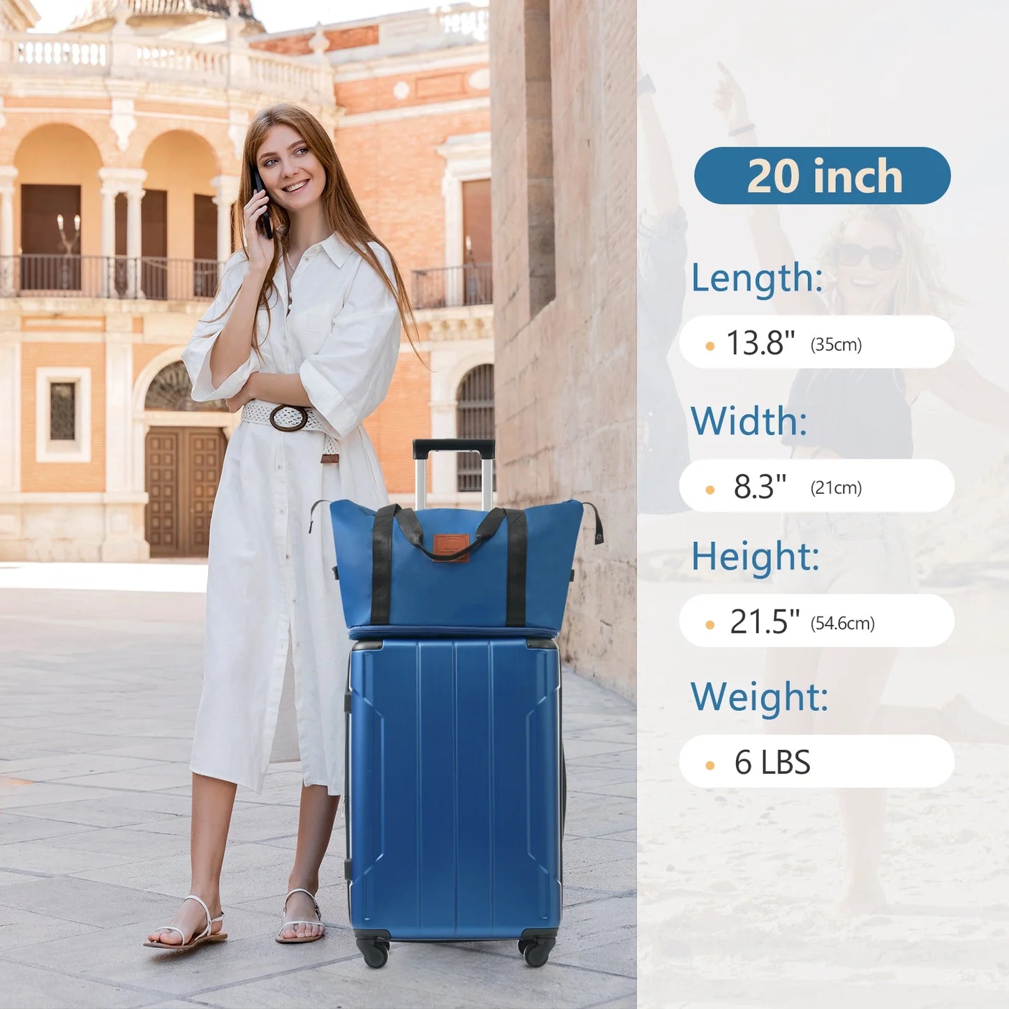 Luggage Sets 3 Piece Lightweight Hardside Rugged Travel Suitcase with Wheels, 22” x 14” x 9” Airline Approved, TSA Lock