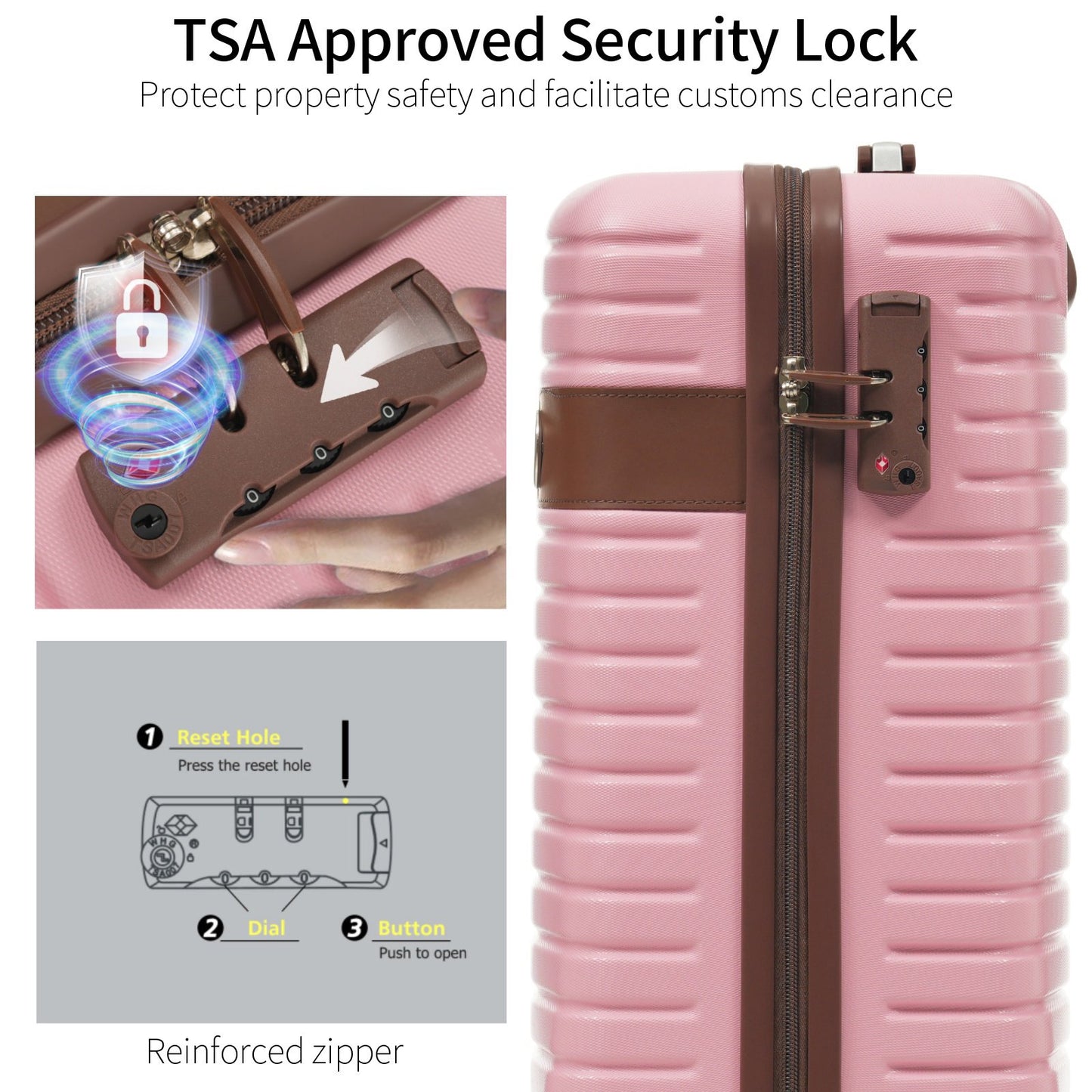 Luggage Sets 3 Piece Lightweight Hardside Rugged Travel Suitcase with Wheels, 22” x 14” x 9” Airline Approved, TSA Lock