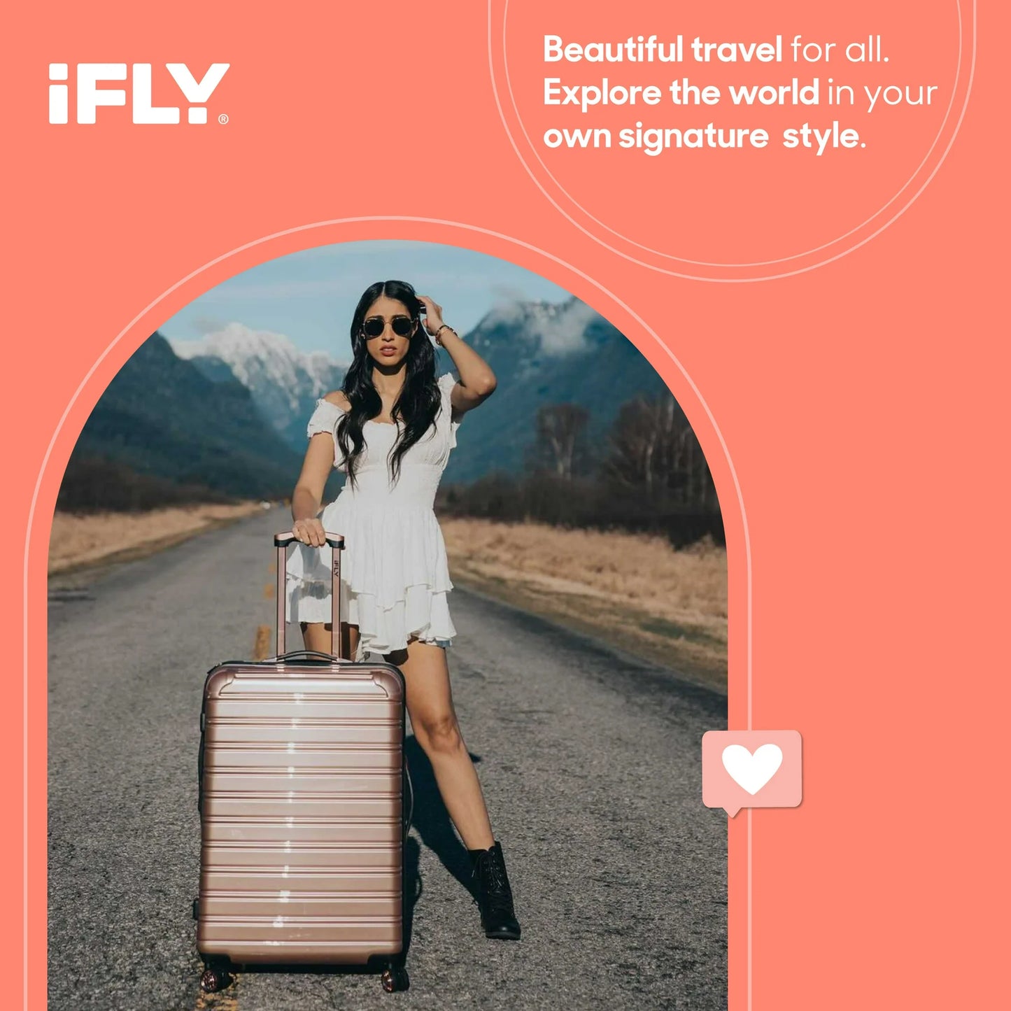iFLY Hardside Fibertech Luggage 24" Checked Luggage, Cotton Candy