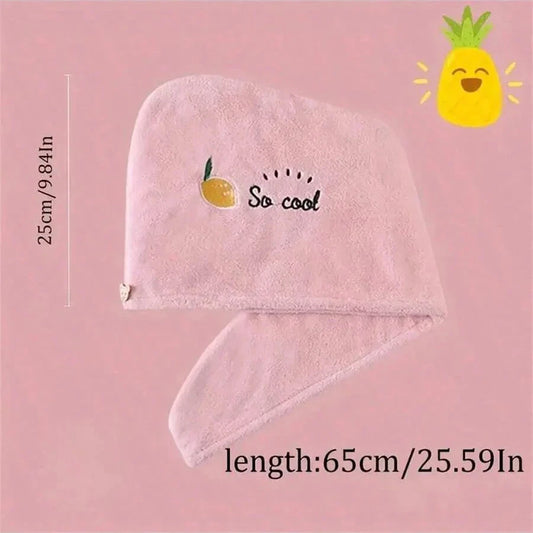 1Pc Embroidery Style Hair Drying Cap, Coral Fleece Thickened Hair Towel for Bathroom, Women's Absorbent Quick Drying Shower Cap,