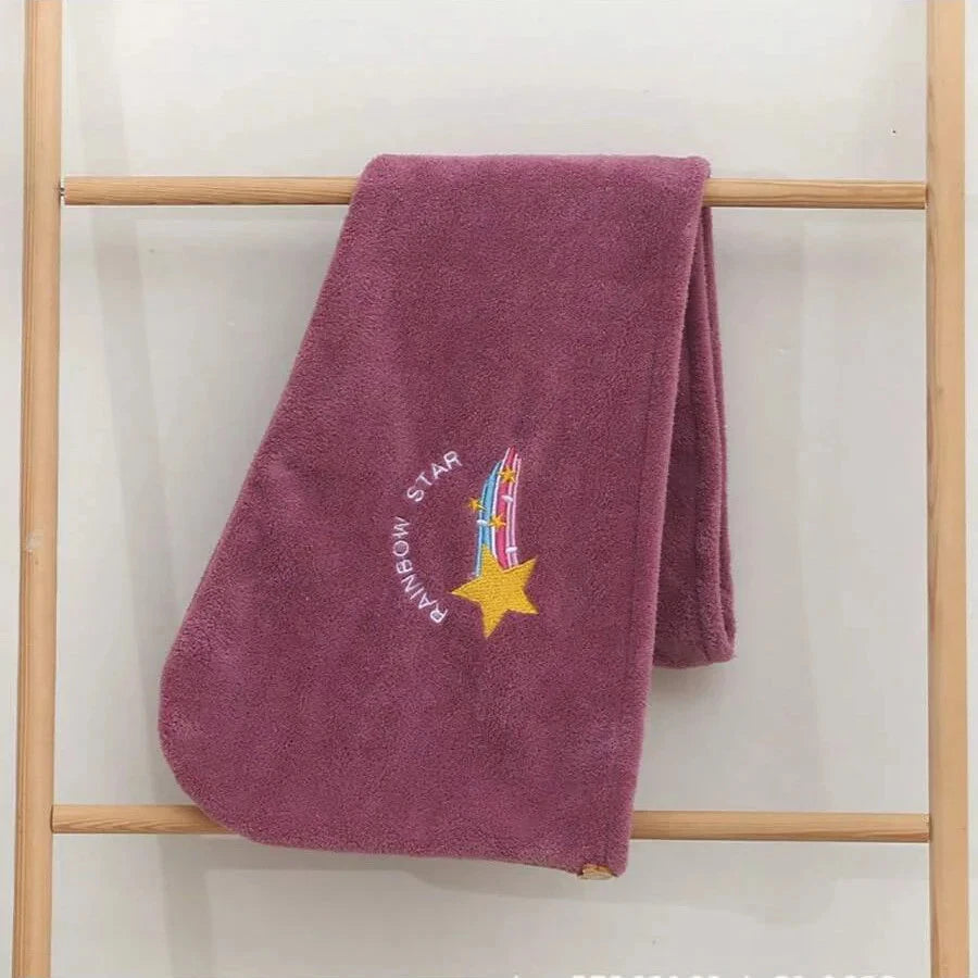 1Pc Embroidery Style Hair Drying Cap, Coral Fleece Thickened Hair Towel for Bathroom, Women's Absorbent Quick Drying Shower Cap,