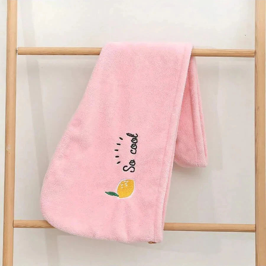1Pc Embroidery Style Hair Drying Cap, Coral Fleece Thickened Hair Towel for Bathroom, Women's Absorbent Quick Drying Shower Cap,