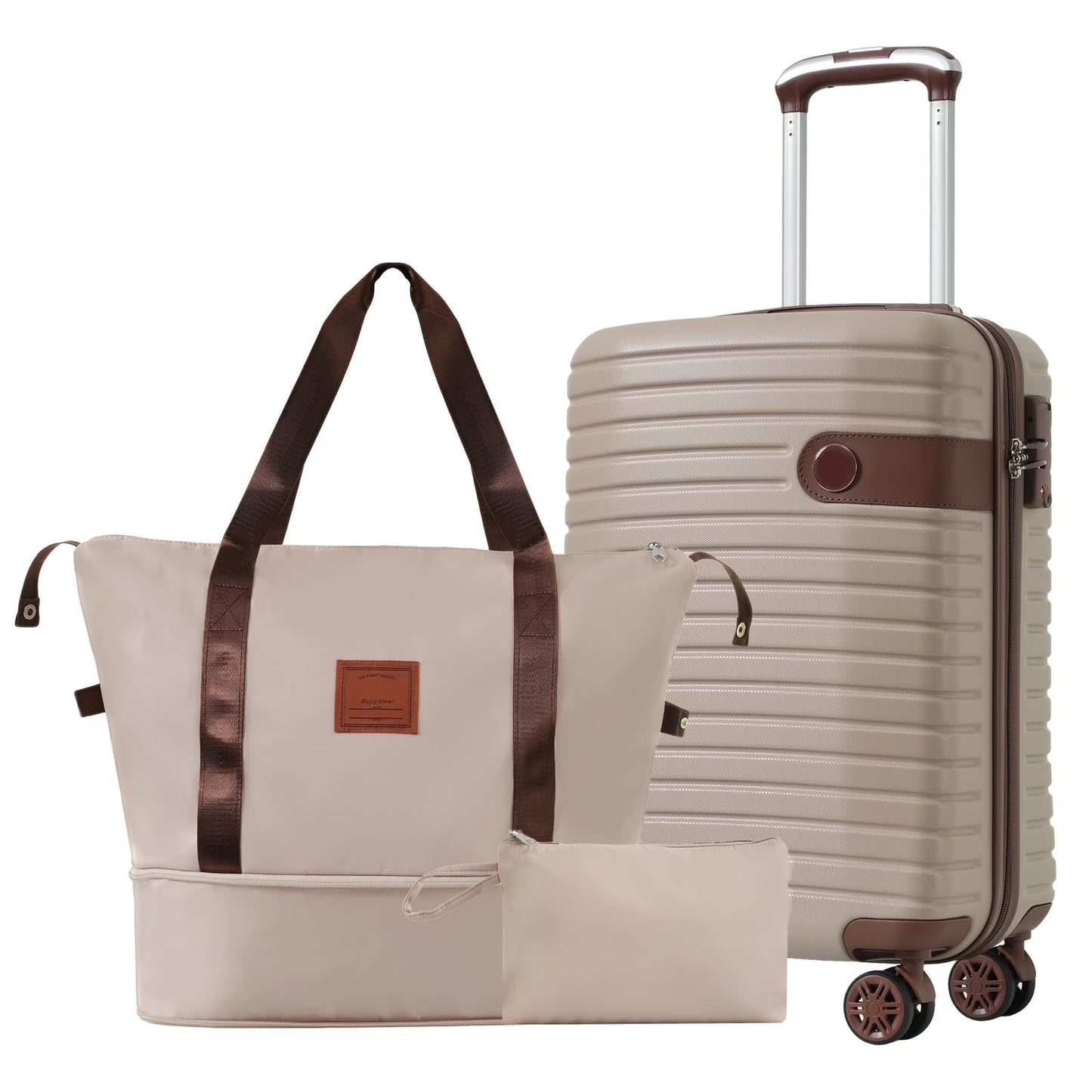 Luggage Sets 3 Piece Lightweight Hardside Rugged Travel Suitcase with Wheels, 22” x 14” x 9” Airline Approved, TSA Lock