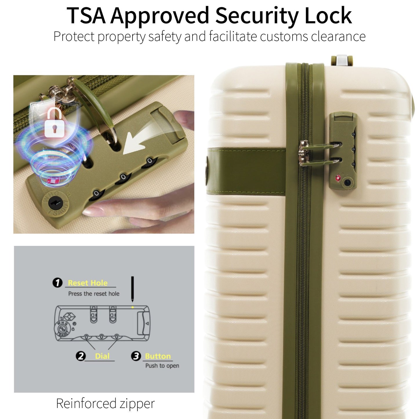 Luggage Sets 3 Piece Lightweight Hardside Rugged Travel Suitcase with Wheels, 22” x 14” x 9” Airline Approved, TSA Lock