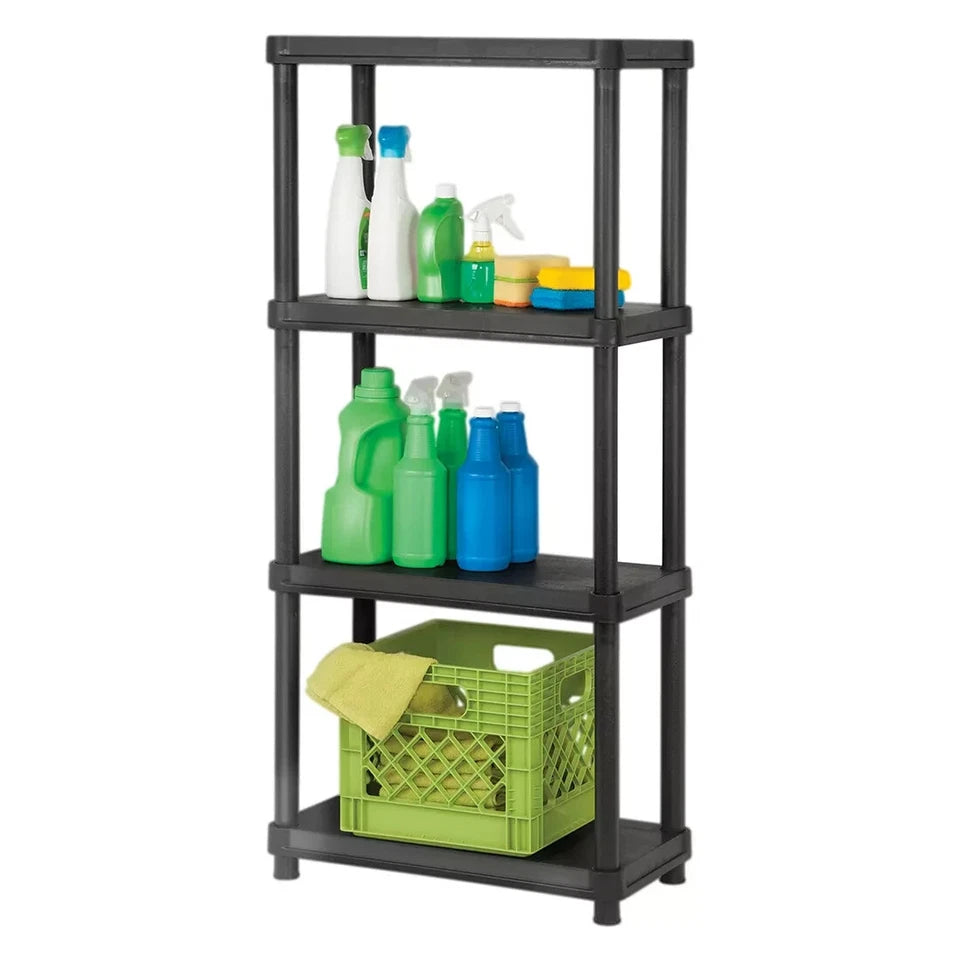 4 Tier Resin Garage Shelving Unit Sturdy Storage Shelf Rack 250lbs Capacity