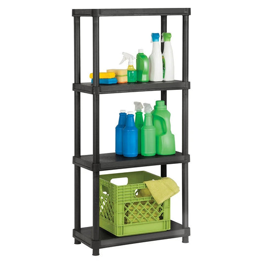4 Tier Resin Garage Shelving Unit Sturdy Storage Shelf Rack 250lbs Capacity