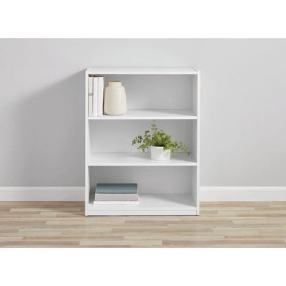 Mainstays 3-Shelf Bookcase with Adjustable Shelves, True Black Oak & White