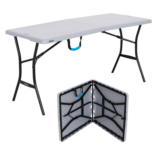 Lifetime 5 Foot Rectangle Fold-in-Half Table, Indoor/Outdoor Essential