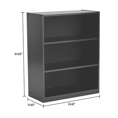 Mainstays 3-Shelf Bookcase with Adjustable Shelves, True Black Oak & White