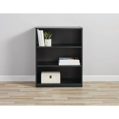 Mainstays 3-Shelf Bookcase with Adjustable Shelves, True Black Oak & White