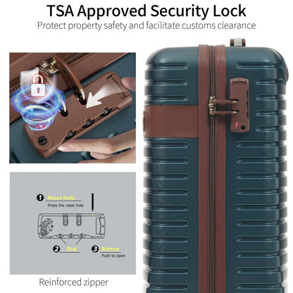 Luggage Sets 3 Piece Lightweight Hardside Rugged Travel Suitcase with Wheels, 22” x 14” x 9” Airline Approved, TSA Lock