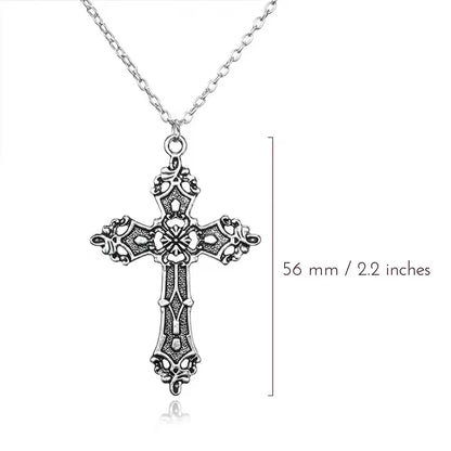 Gothic Big Zircon Cross Necklace Unisex Y2K Irregular Goth Large Cross Pendant Necklaces for Men Women Couple Necklace Jewelry