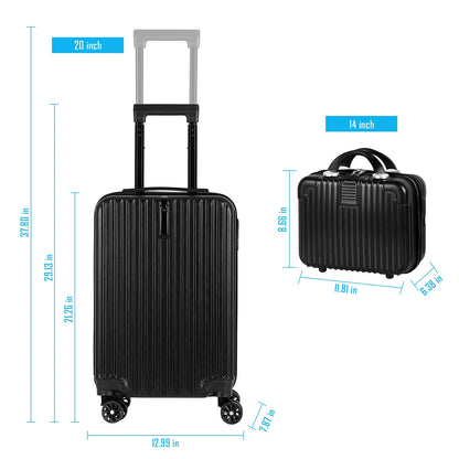 2PCS Luggage Two Piece Rolling Luggage Set Lightweight With Hook 20″ + 14″ Save Upto 6$