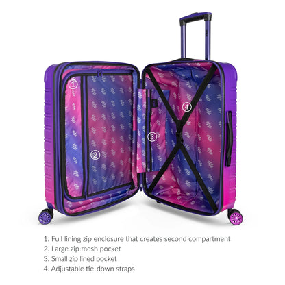 iFLY Hardside Fibertech Luggage 24" Checked Luggage, Cotton Candy