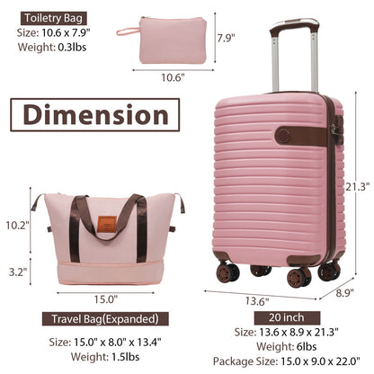 Luggage Sets 3 Piece Lightweight Hardside Rugged Travel Suitcase with Wheels, 22” x 14” x 9” Airline Approved, TSA Lock