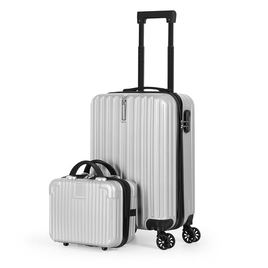 2PCS Luggage Two Piece Rolling Luggage Set Lightweight With Hook 20″ + 14″ Save Upto 6$